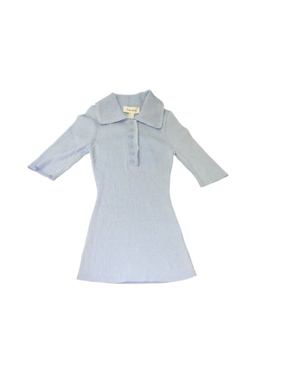 & OTHER STORIES Women's Size XS Light Blue Scalloped Rib-Knit Top Retail $99.00 - Picture 4 of 11